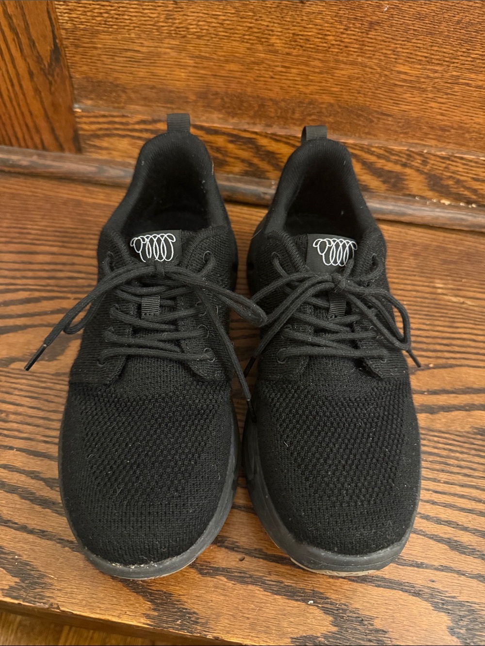Women's Black Knit Lace-Up Sneakers